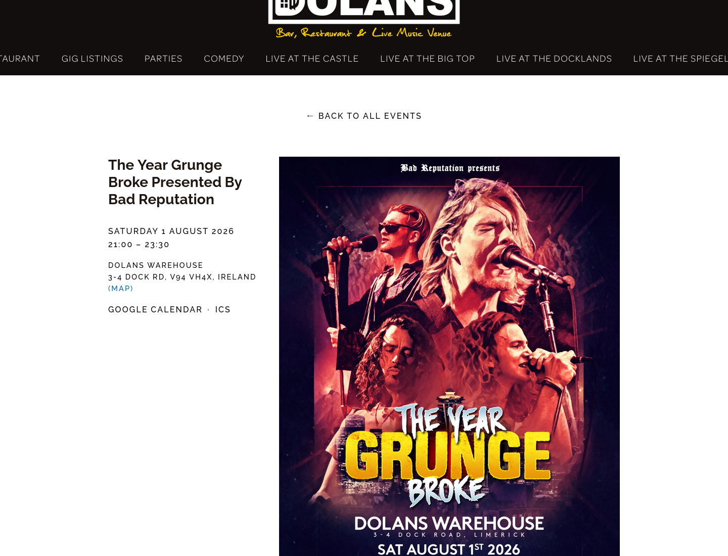 利默里克 90 年代垃圾摇滚金曲现场：The Year Grunge Broke第1步报名页面截图