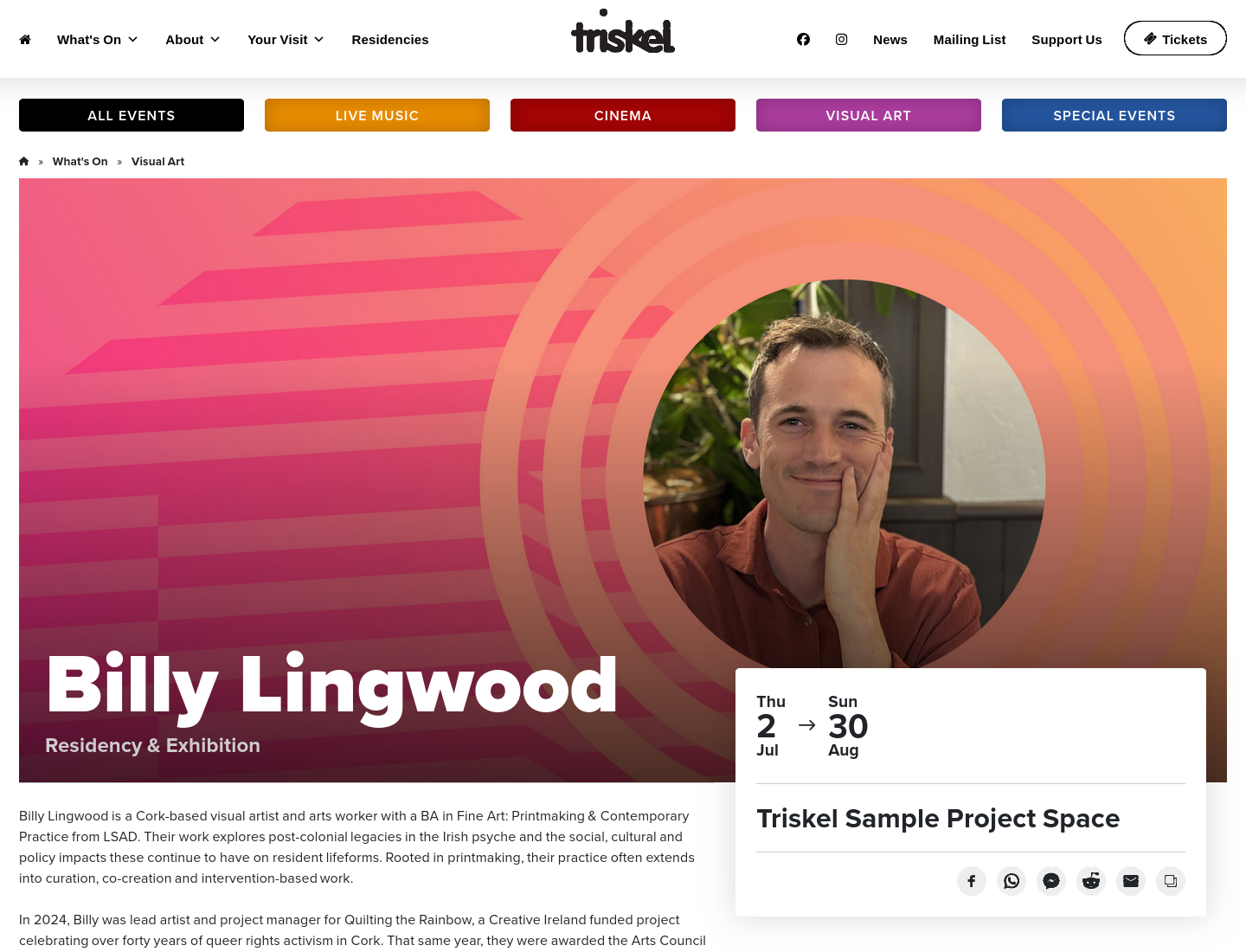 在科克看 Billy Lingwood 驻地成果展：社区协作与版画实践第1步报名页面截图