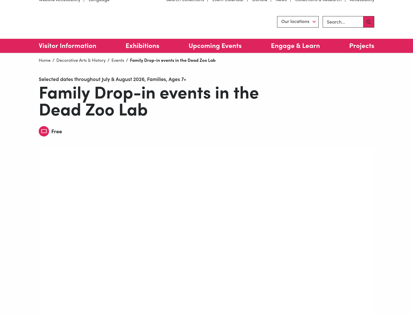 都柏林国家博物馆 Dead Zoo Lab 亲子动物标本体验第1步报名页面截图