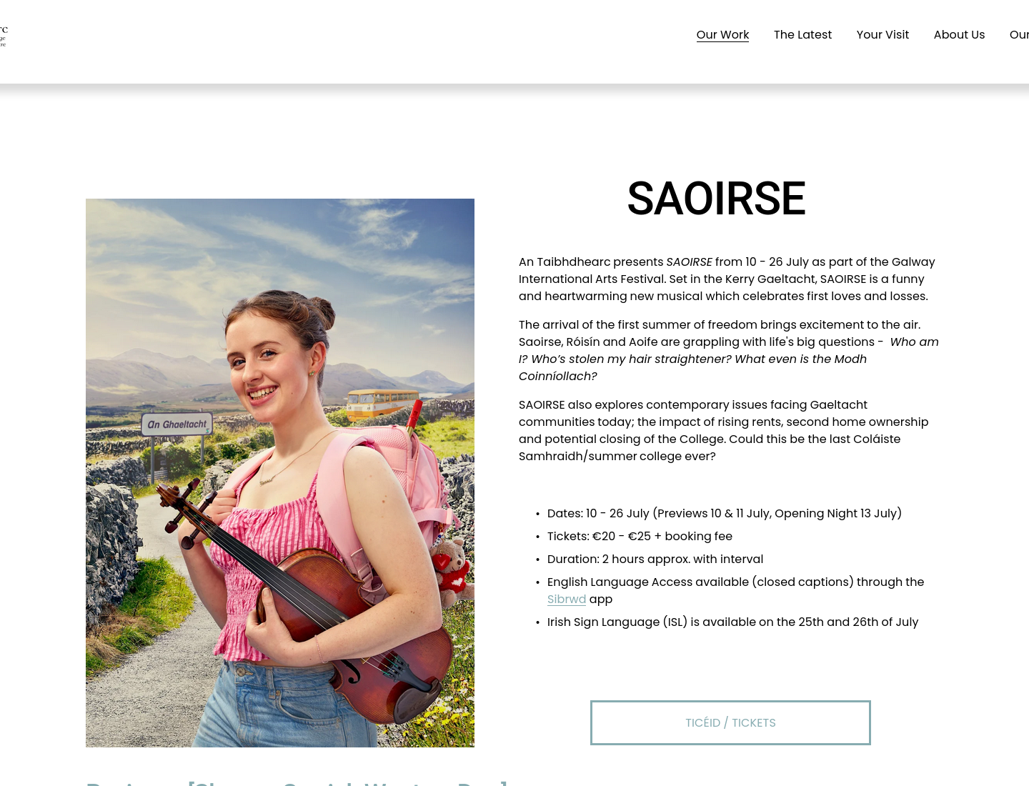 爱尔兰语舞台剧《SAOIRSE》：三个女孩的成长与探索第1步报名页面截图