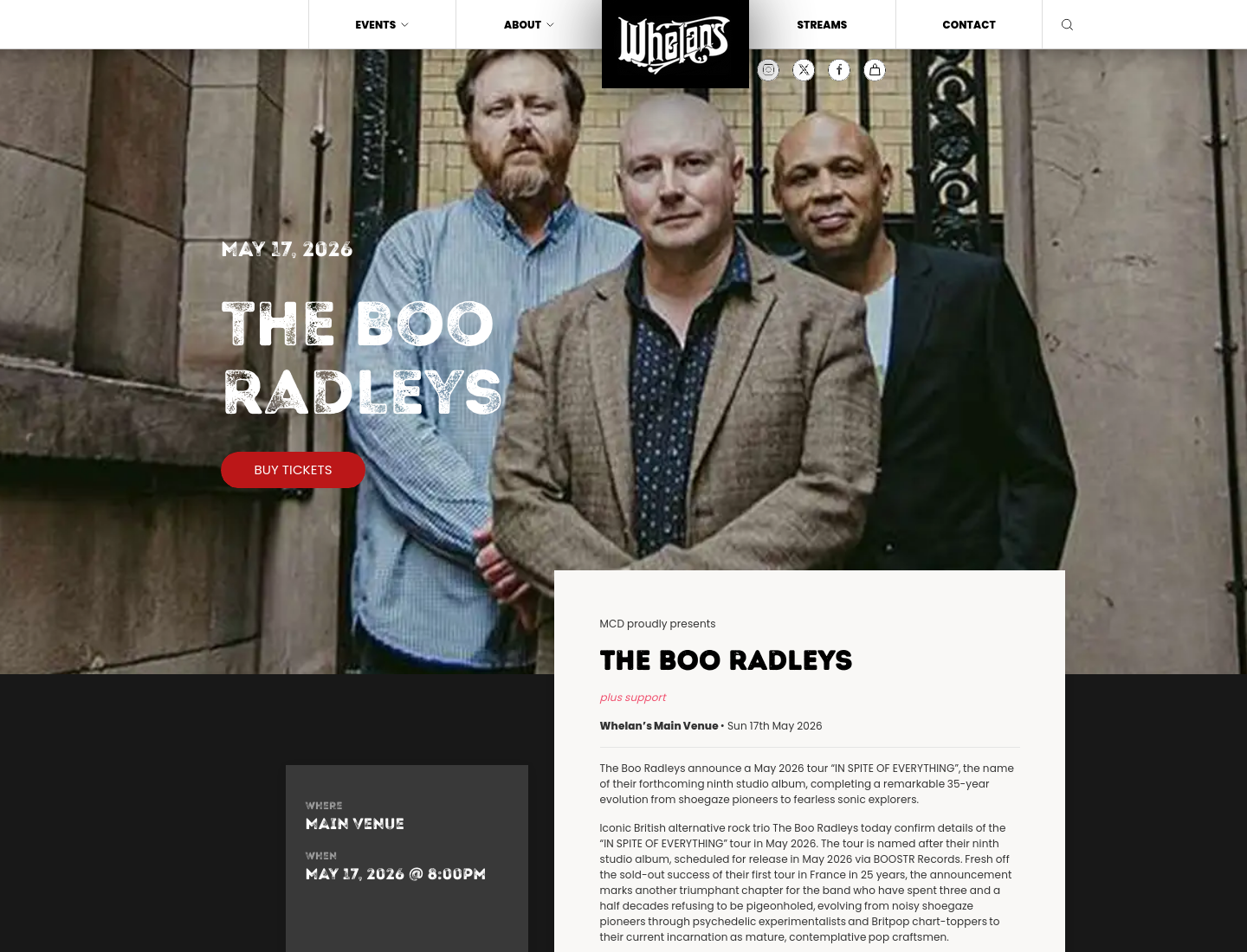 The Boo Radleys 归来演出第1步报名页面截图