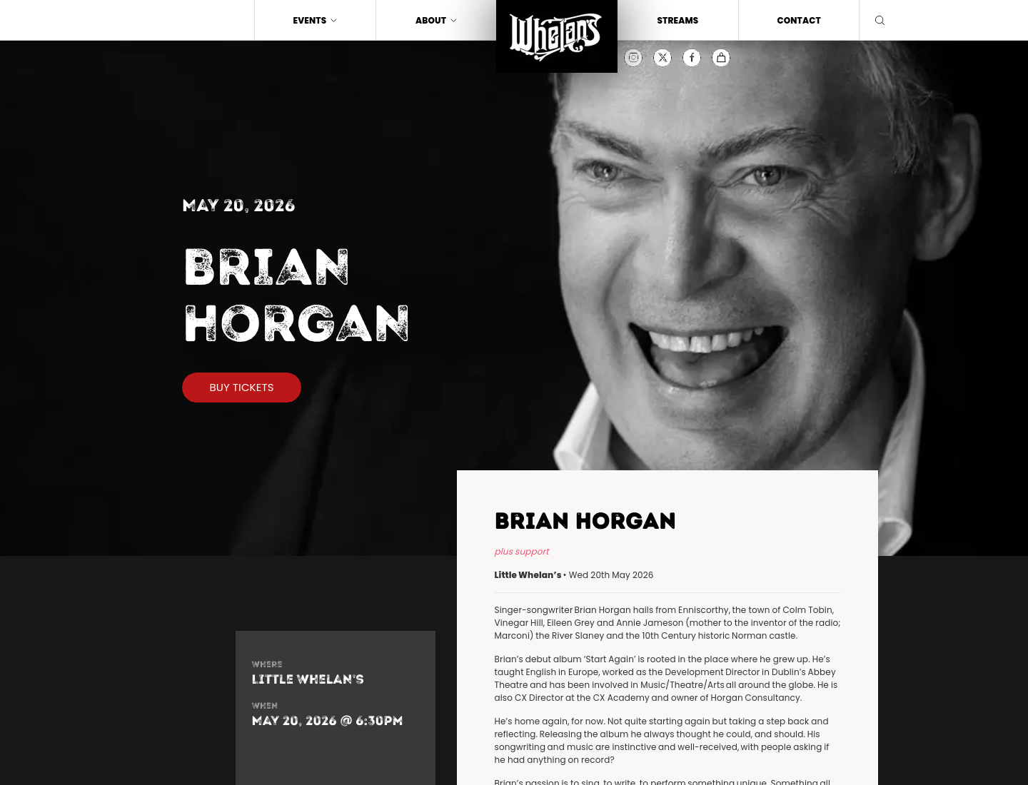 Brian Horgan 回归演唱夜第1步报名页面截图