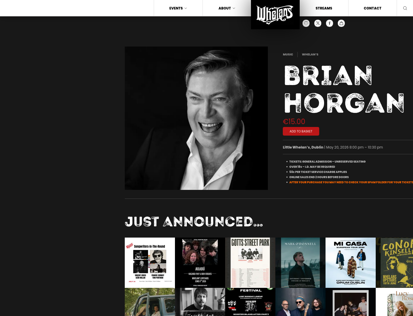 Brian Horgan 回归演唱夜第2步报名页面截图