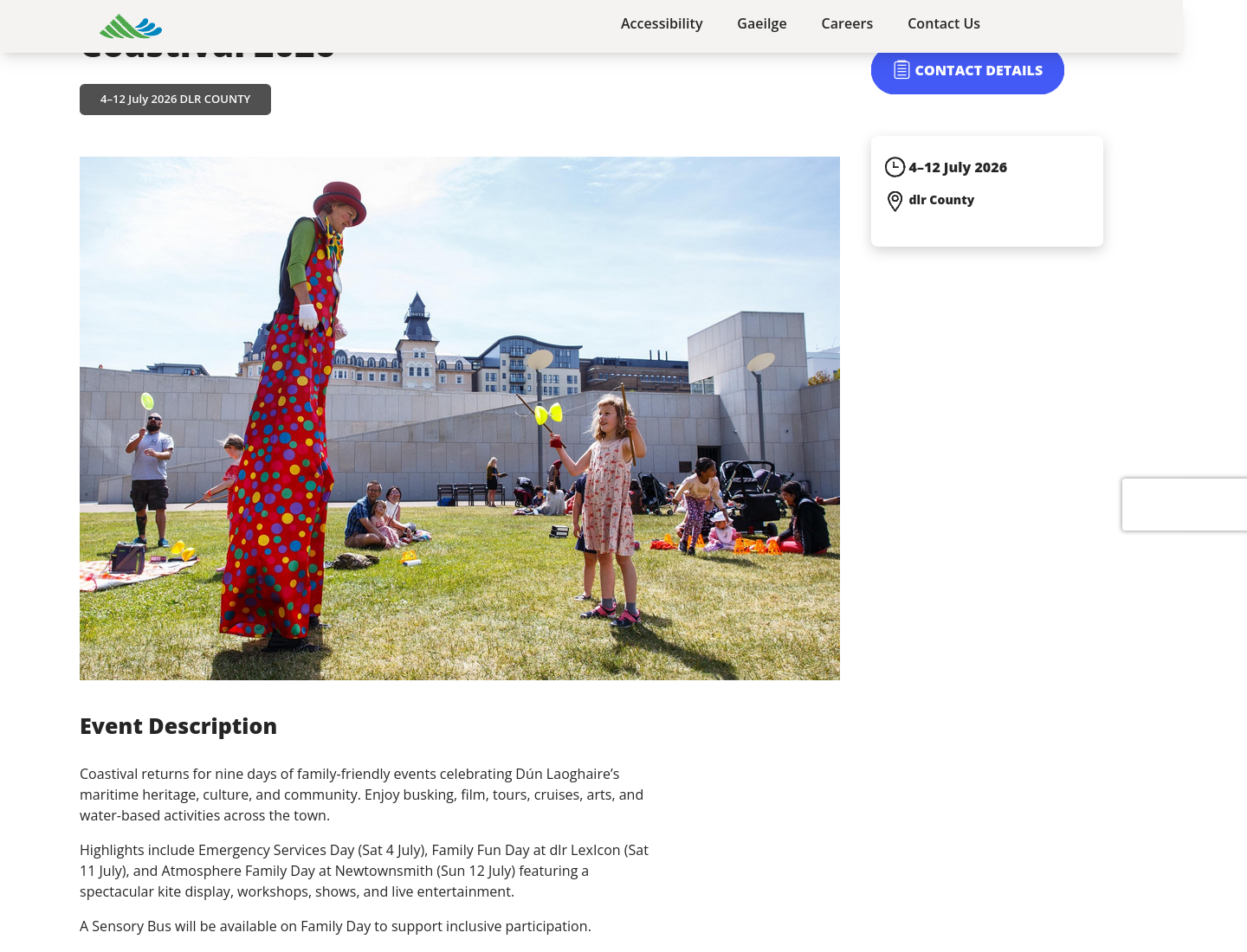 Dún Laoghaire 海边节 Coastival 2026：街头表演、游船与家庭日第1步报名页面截图