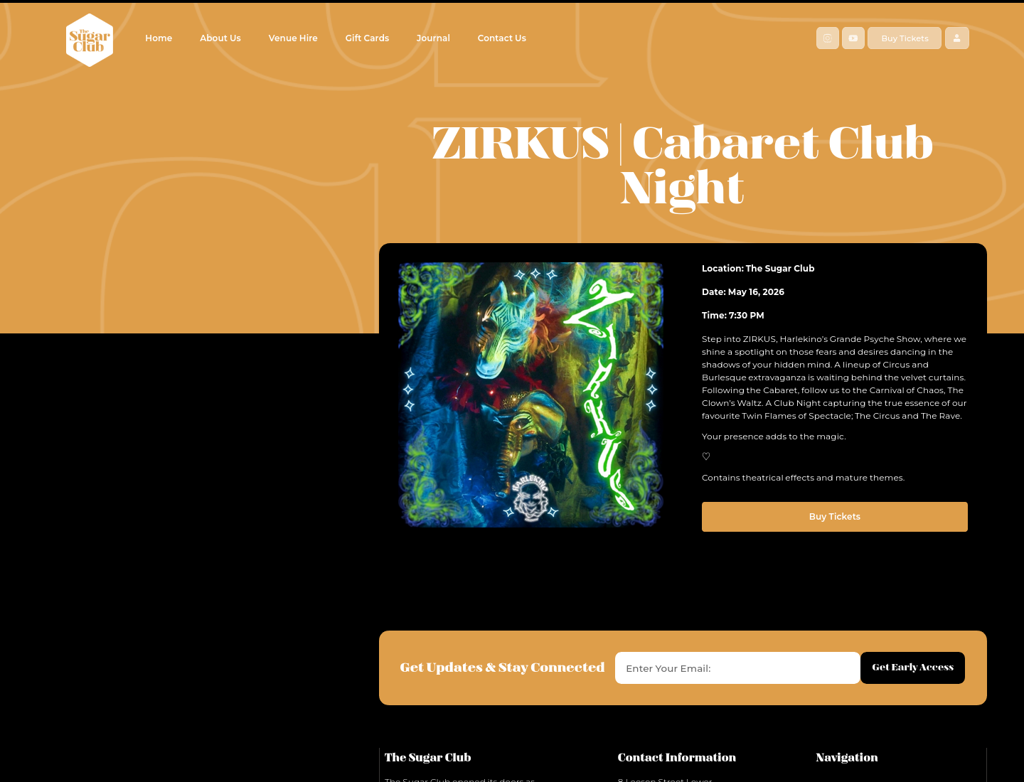 ZIRKUS 马戏与滑稽歌舞俱乐部夜第1步报名页面截图