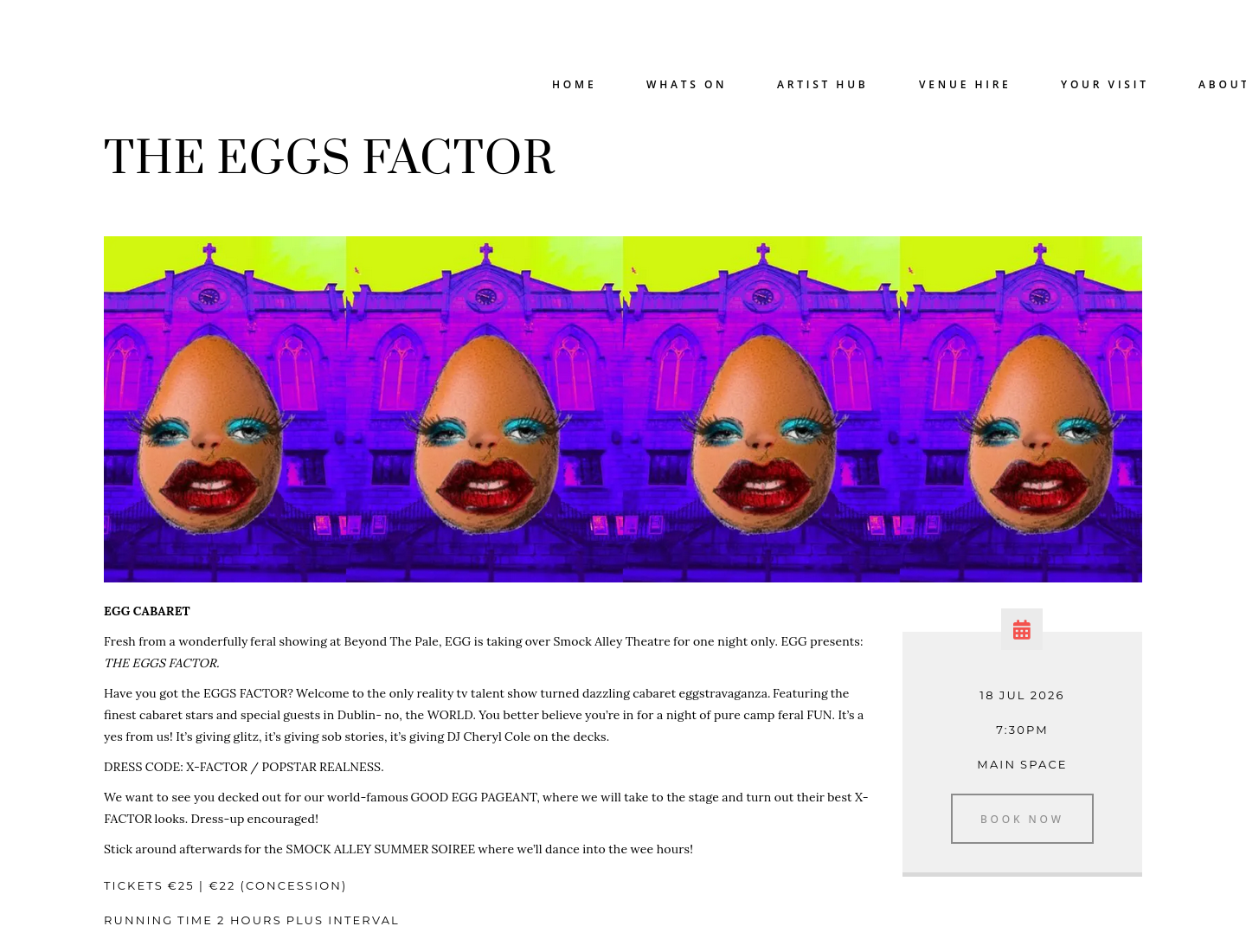 都柏林 THE EGGS FACTOR 华丽歌舞秀第1步报名页面截图