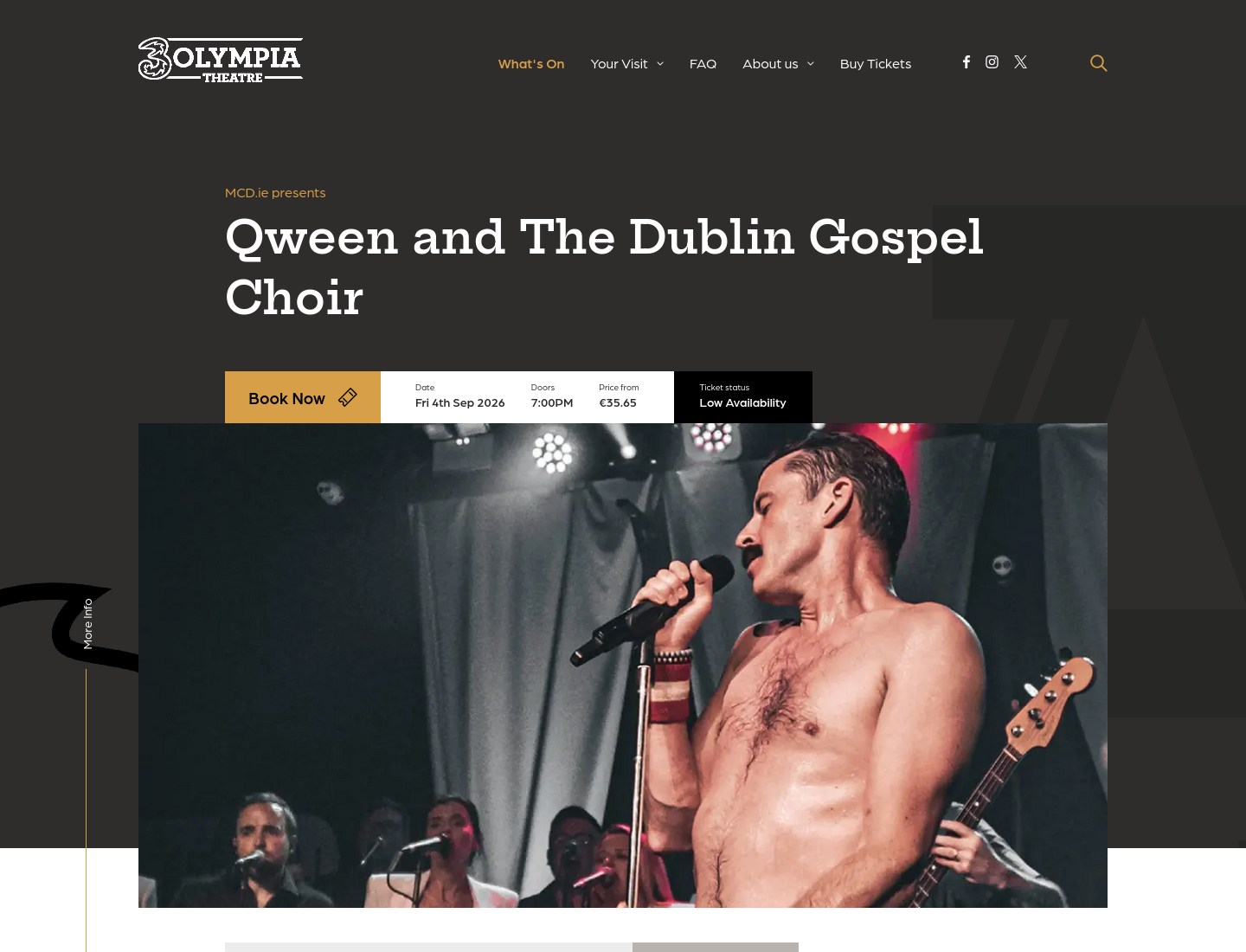 Qween 与都柏林福音合唱团：Queen 经典致敬音乐会第1步报名页面截图