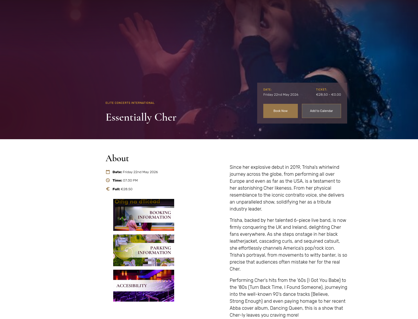 《Essentially Cher》致敬演唱会第1步报名页面截图