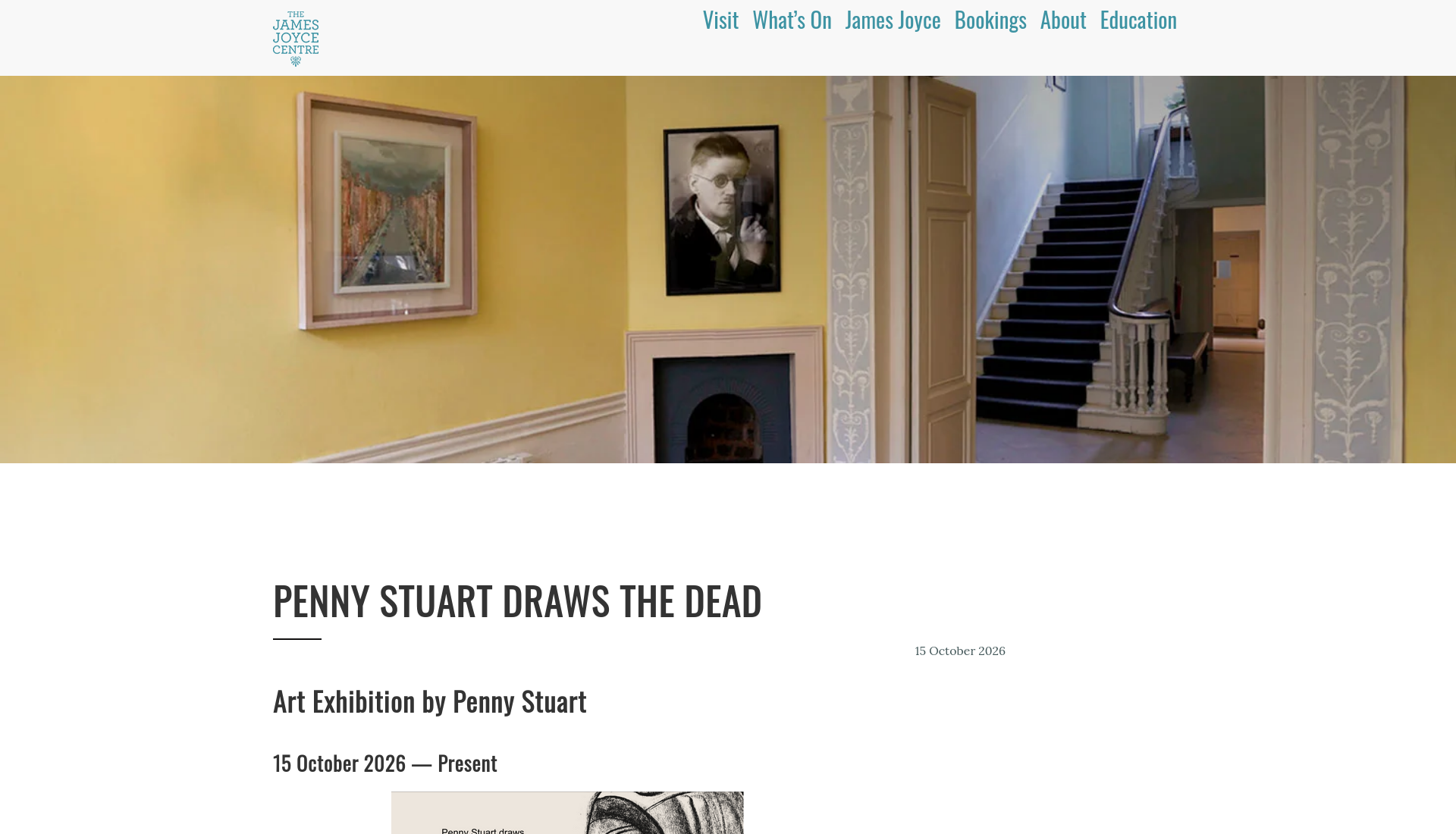 詹姆斯·乔伊斯中心展览导览：Penny Stuart 绘制的《死者》第1步报名页面截图