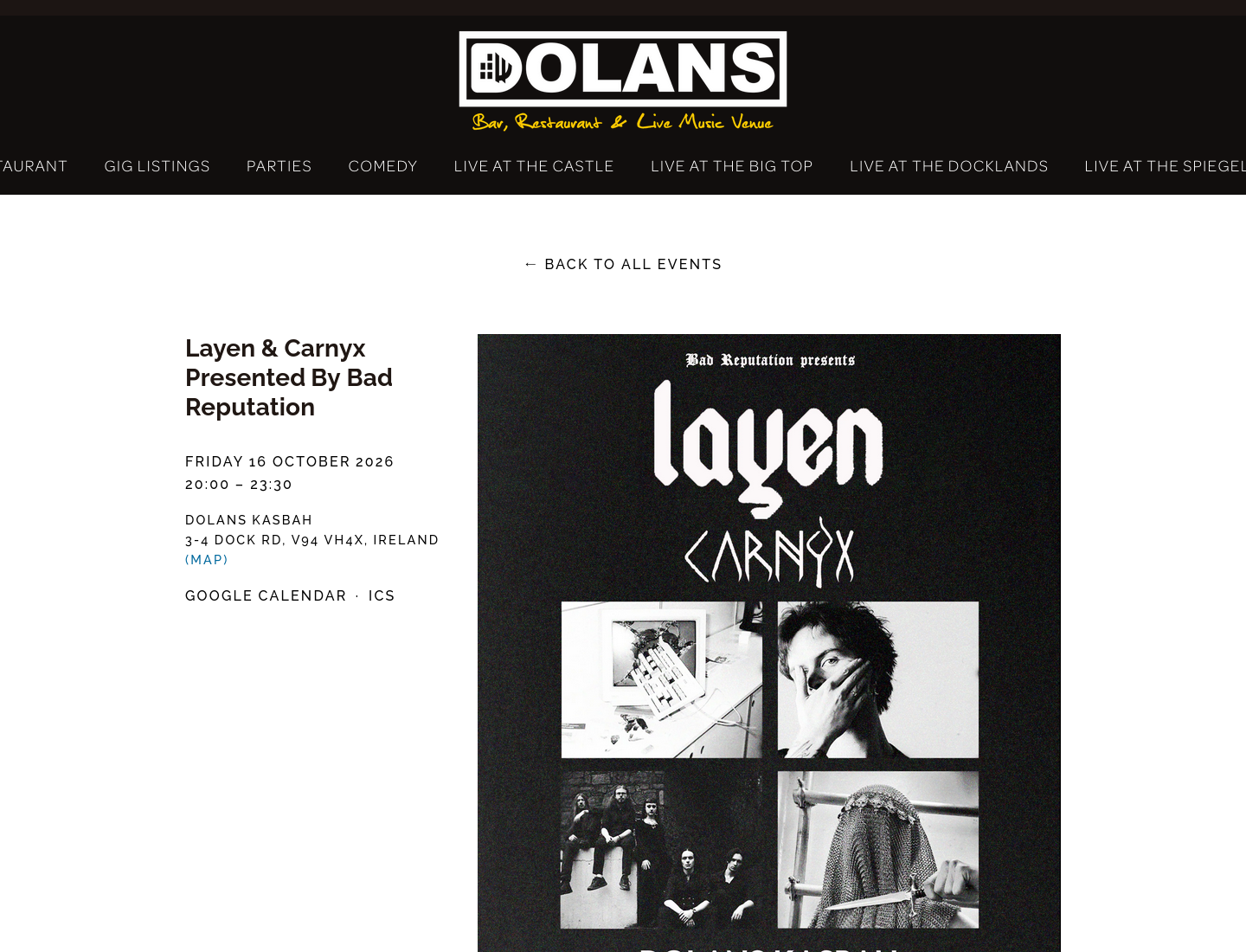 利默里克另类金属现场：Layen_ 与 THERAPY HORSE 演出第1步报名页面截图