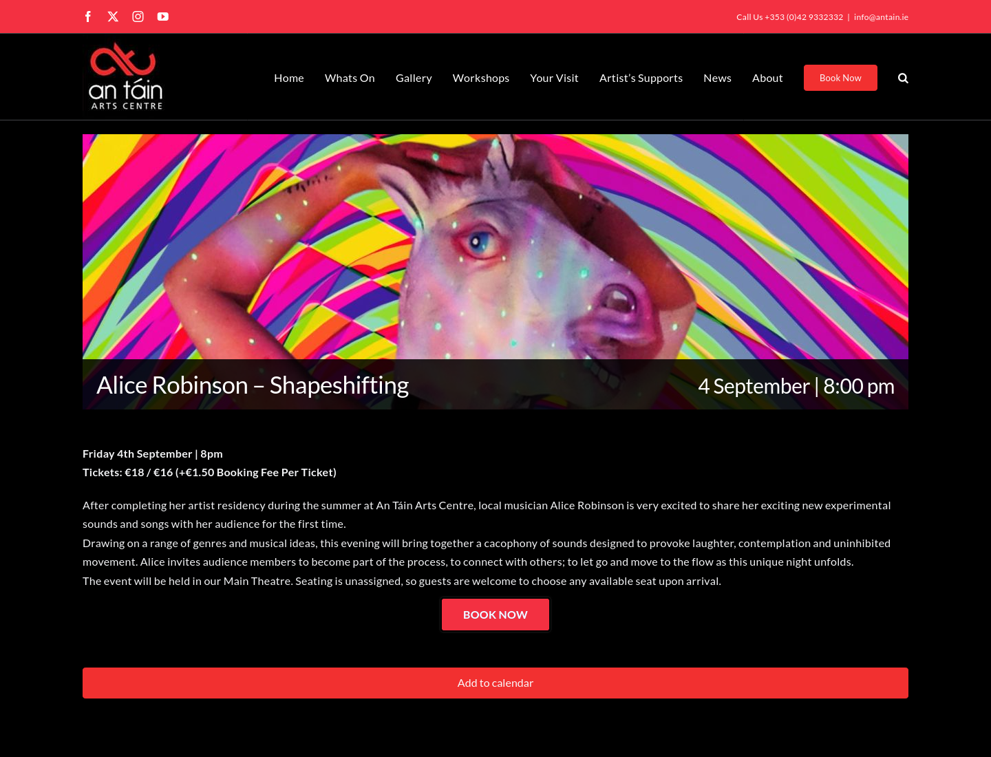 Alice Robinson 声音艺术现场：Shapeshifting第1步报名页面截图
